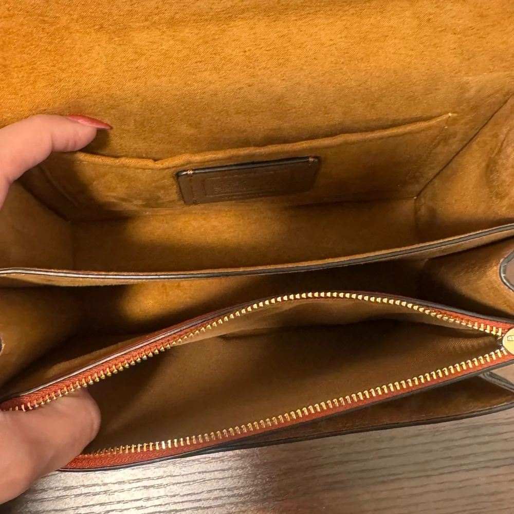 Coach Black and Tan Crossbody Bag with Gold Accents - Picture 4 of 5